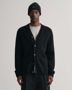 Gant Soft Wool Men's Cardigan Black | OZPRC-5081