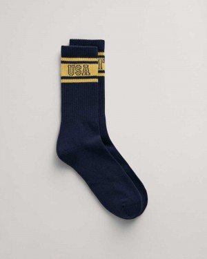 Gant Sport Men's Socks Evening Blue | KJHDA-1926