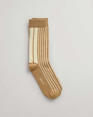 Gant Striped Women's Socks Dark Khaki | KINZO-0378