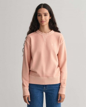 Gant Sunfaded Crew Neck Women's Sweatshirts Guava Orange | WHJDC-0267