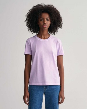 Gant Sunfaded Crew Neck Women's T-Shirt Soothing Lilac | AJZTE-2701