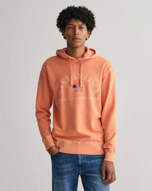 Gant Sunfaded GANT USA Men's Hoodie Apricot Orange | XYGRK-4379