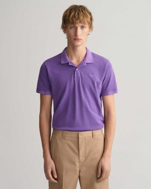 Gant Sunfaded Piqué Men's Polo Shirt Dark Violet | XRVSK-5196