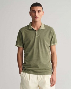 Gant Sunfaded Piqué Men's Polo Shirt Kalamata Green | GEFOK-2019