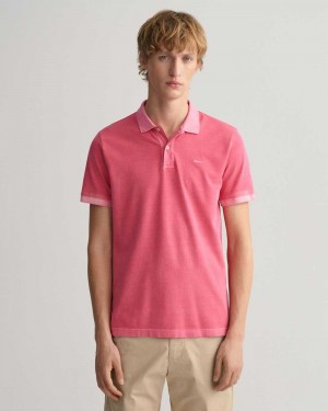 Gant Sunfaded Piqué Men's Polo Shirt Magenta Pink | NLSHJ-6074