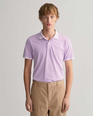 Gant Sunfaded Piqué Men's Polo Shirt Soothing Lilac | CLPFH-2670