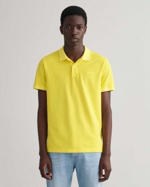 Gant Sunfaded Piqué Men's Polo Shirt Sun Yellow | ASUFT-5230