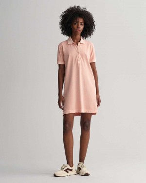 Gant Sunfaded Piqué Polo Women's Dress Guava Orange | LWZFG-8264