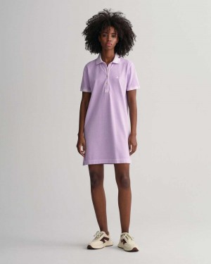 Gant Sunfaded Piqué Polo Women's Dress Soothing Lilac | HTSFC-9514