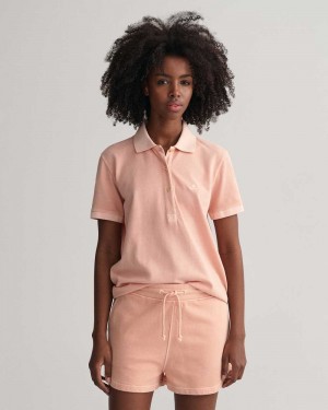 Gant Sunfaded Piqué Women's Polo Shirt Guava Orange | LKTOU-6147