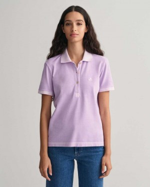 Gant Sunfaded Piqué Women's Polo Shirt Soothing Lilac | QRLGF-1639