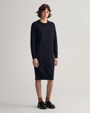 Gant Super Fine Lambswool Women's Dress Evening Blue | SHCOF-2398