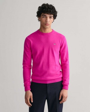 Gant Superfine Lambswool Crew Neck Men's Sweater Barley Pink | CUPXT-4265