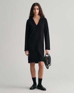 Gant Superfine Lambswool Rugger Women's Dress Black | WHVYD-8150