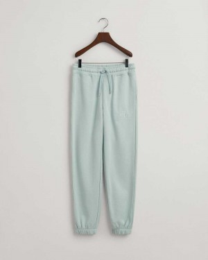 Gant Tonal Archive Shield Women's Sweatpants Dusty Turquoise | TCKQW-4095