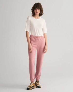 Gant Tonal Archive Shield Women's Sweatpants Faded Pink Melange | GMFIC-4063