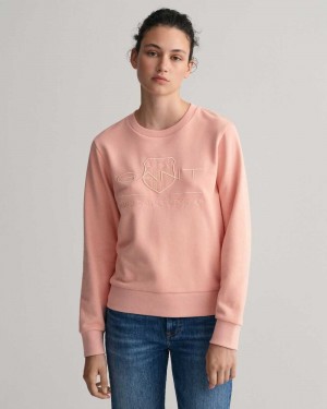 Gant Tonal Archive Shield Women's Sweatshirts Guava Orange | XJVSE-1270