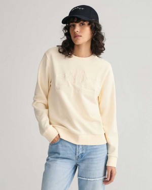 Gant Tonal Archive Shield Women's Sweatshirts Linen | OJEVW-2134