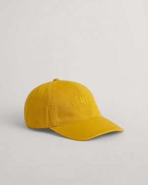 Gant Tonal Shield Men's Caps Dark Mustard Yellow | UHYKE-1209