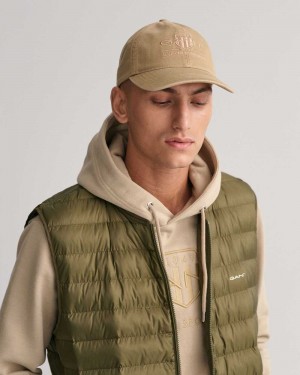 Gant Tonal Shield Men's Caps Warm Khaki | BMXNJ-5317