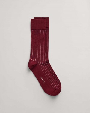 Gant Two-Color Ribbed Men's Socks Plumped Red | PBGKT-4961