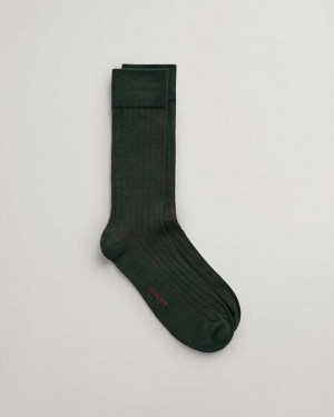 Gant Two Color Ribbed Men's Socks Tartan Green | CBZVE-8451