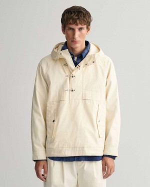 Gant Waxed Anorak Men's Jackets Cream | HZPNL-1609