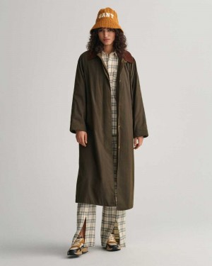 Gant Waxed Car Women's Coats Dark Cactus | QOIMB-0342