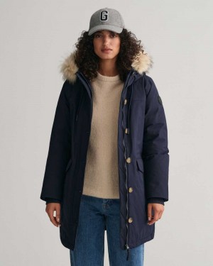 Gant Winter Parka Women's Coats Evening Blue | ZAUIH-2806