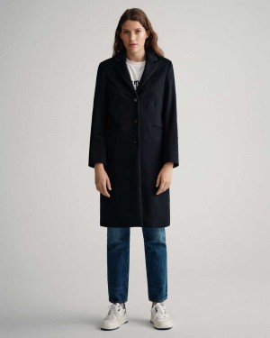 Gant Wool Blend Tailored Women's Coats Evening Blue | ZYICK-3745