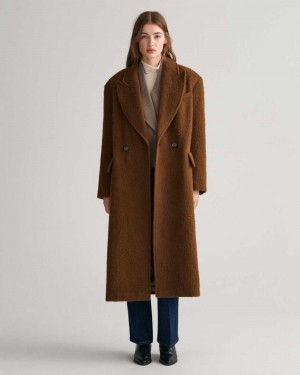 Gant Wool Blend Women's Coats Chocolate Brown | TSENG-4128