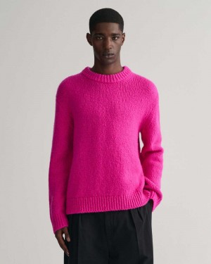 Gant Wool Bouclé Crew Neck Women's Sweater Barley Pink | QOAYJ-2057