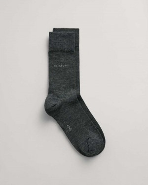 Gant Wool Men's Socks Charcoal Melange | BDVRM-2859