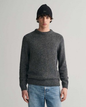 Gant Wool Nepps Crew Neck Men's Sweater Dark Grey | KAEQD-8450