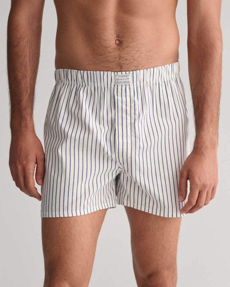 Gant 2-Pack Boxer Gift Box Men's Trunks Beige White | BSIOD-1980