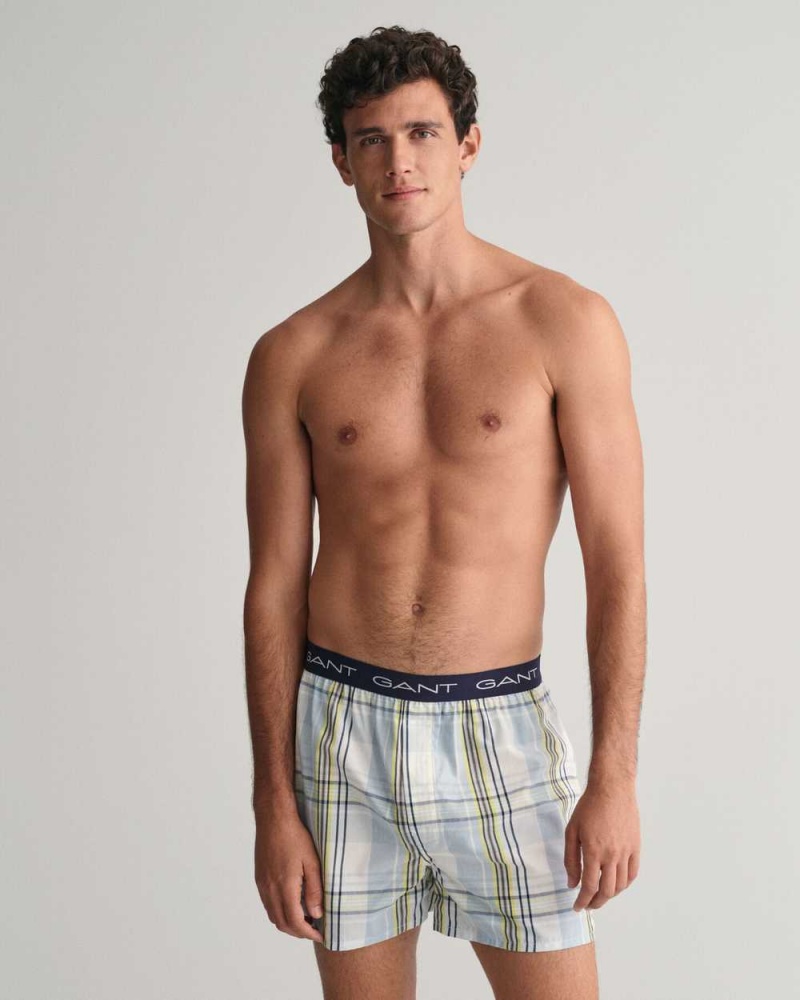 Gant 2-Pack Boxer Gift Box Men's Trunks Blue | QJMUV-5392