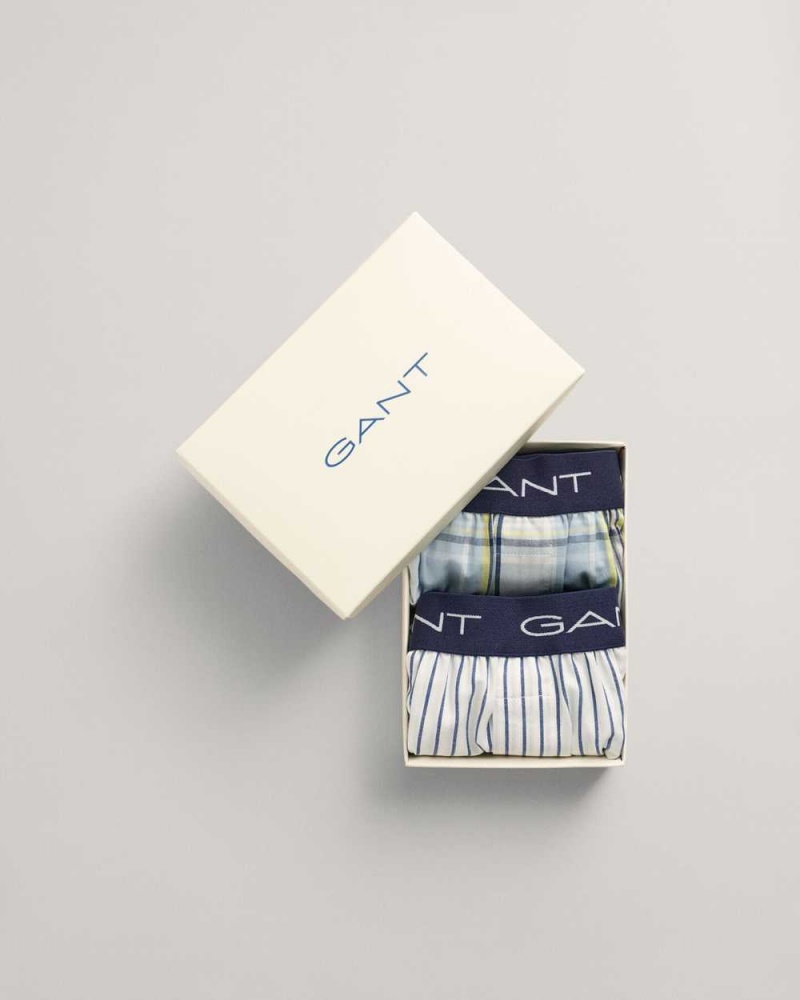 Gant 2-Pack Boxer Gift Box Men's Trunks Blue | QJMUV-5392