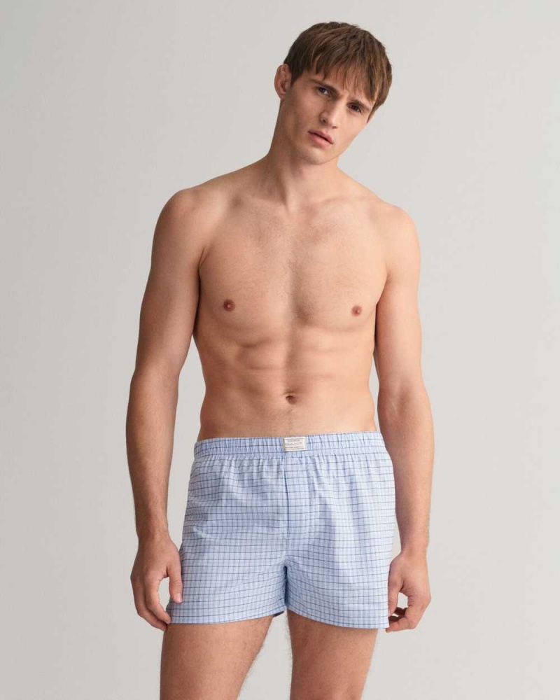 Gant 2-Pack Boxer Men's Trunks Capri Blue | NWTDV-8052