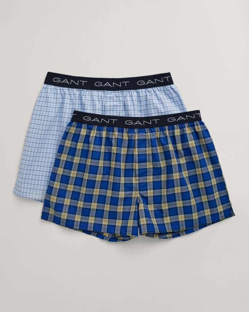 Gant 2-Pack Boxer Men\'s Trunks College Blue | CTJQI-8769