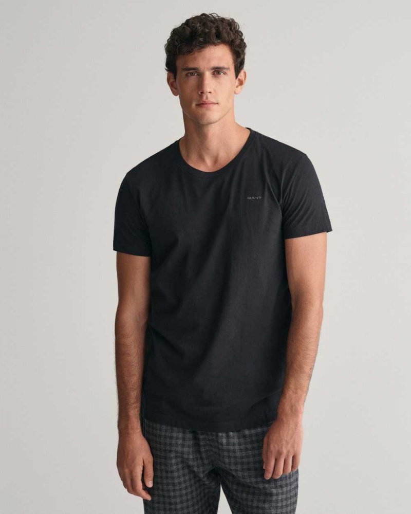 Gant 2-Pack Crew Neck Men's T-Shirt Black White | VWDTY-5843