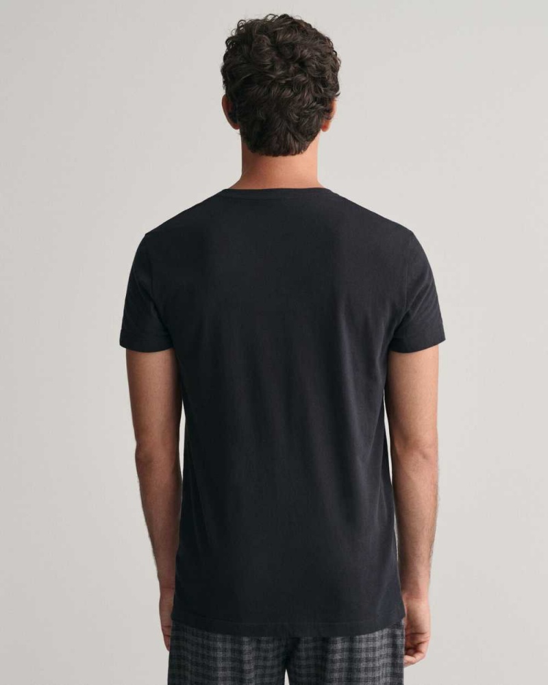 Gant 2-Pack Crew Neck Men's T-Shirt Black White | VWDTY-5843