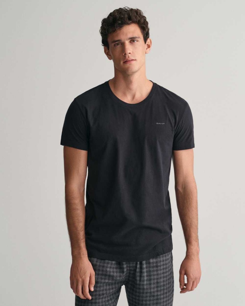 Gant 2-Pack Crew Neck Men's T-Shirt Black | TBOEZ-2019