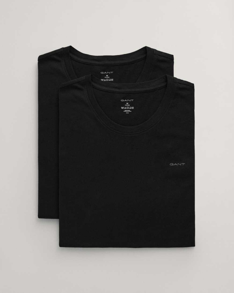 Gant 2-Pack Crew Neck Men\'s T-Shirt Black | TBOEZ-2019