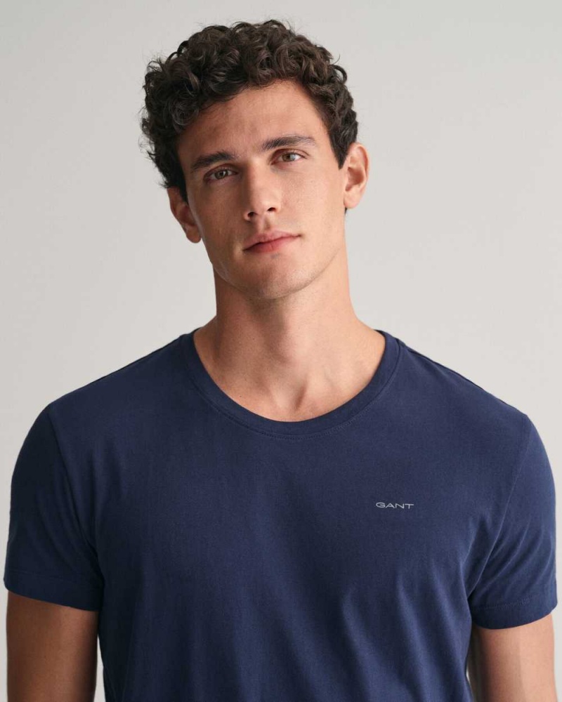 Gant 2-Pack Crew Neck Men's T-Shirt Navy White | EYDIO-2580