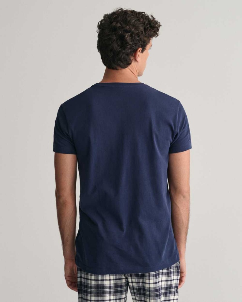 Gant 2-Pack Crew Neck Men's T-Shirt Navy White | EYDIO-2580