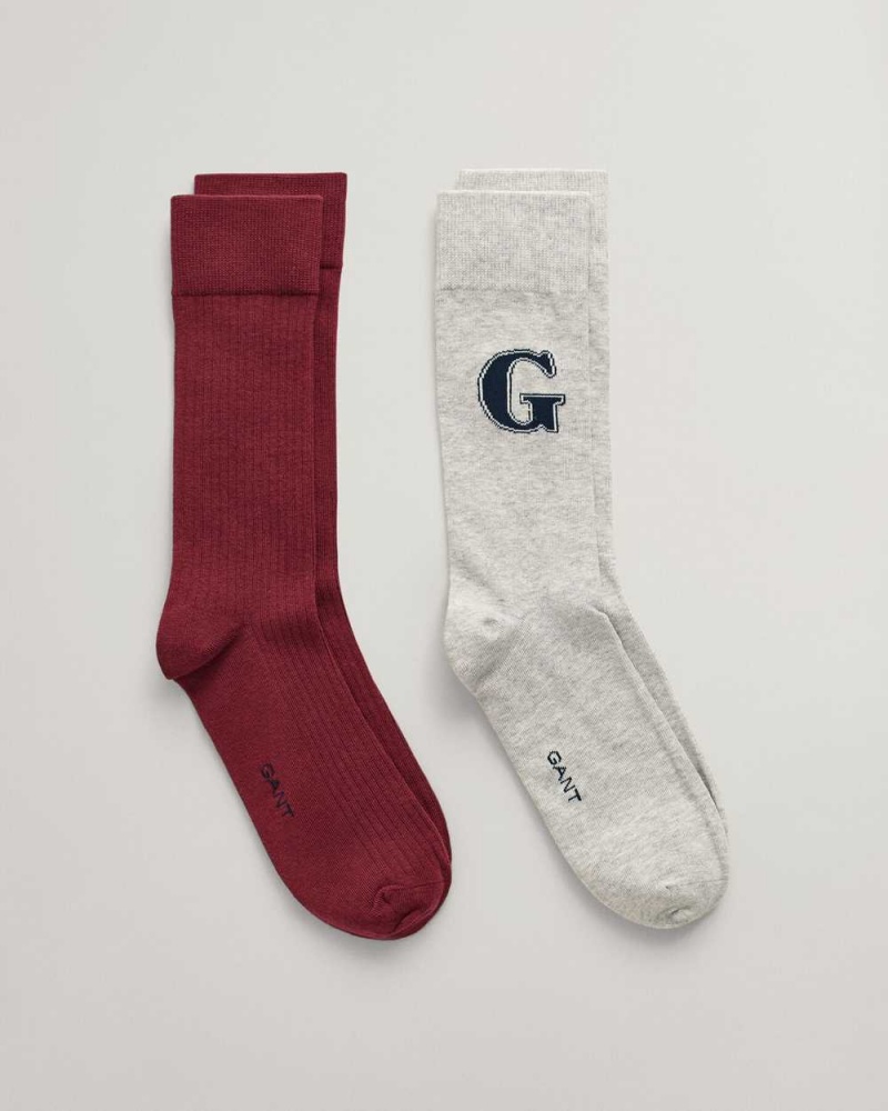 Gant 2-Pack G Gift Box Men's Socks Light Grey Melange | IFVOQ-6014