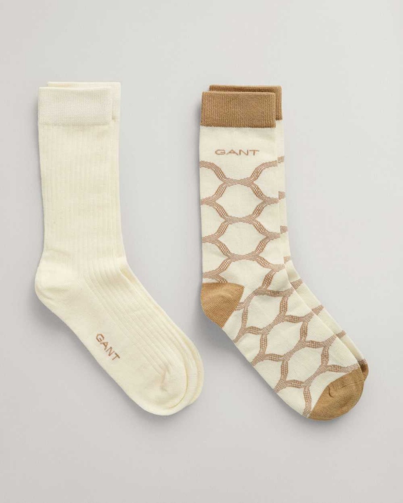 Gant 2-Pack Gift Box Women's Socks Dark Khaki | FUJIX-5190