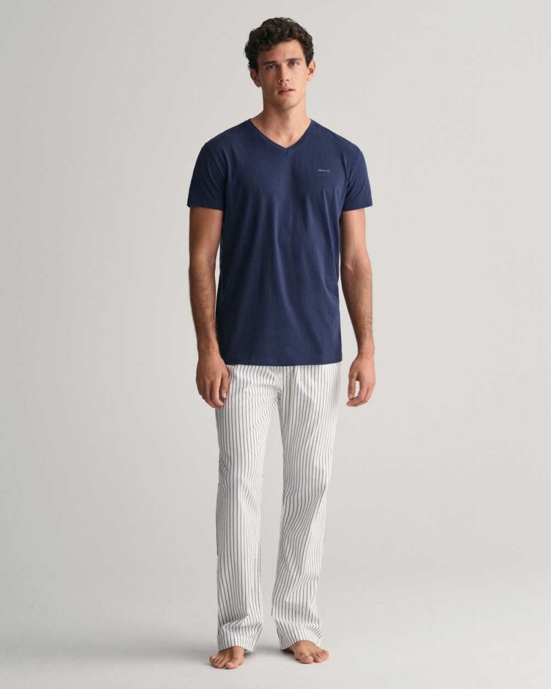 Gant 2-Pack V-Neck Men's T-Shirt Navy White | DOGTJ-7804