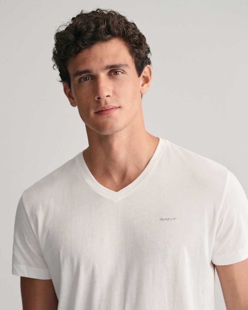 Gant 2-Pack V-Neck Men's T-Shirt White | SVXTF-0738