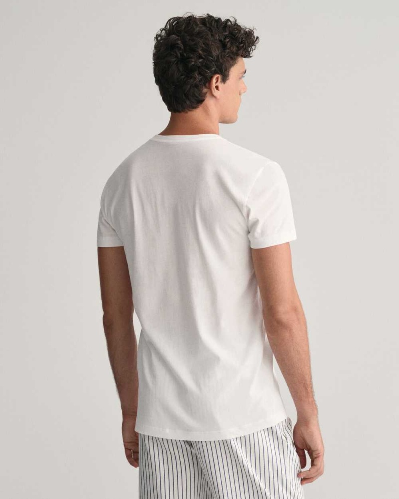 Gant 2-Pack V-Neck Men's T-Shirt White | SVXTF-0738